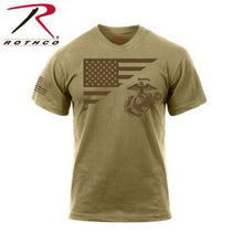 Load image into Gallery viewer, Rothco US Flag / USMC Eagle, Globe, &amp; Anchor T Shirt - Coyote Brown
