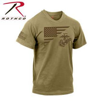 Load image into Gallery viewer, Rothco US Flag / USMC Eagle, Globe, &amp; Anchor T Shirt - Coyote Brown
